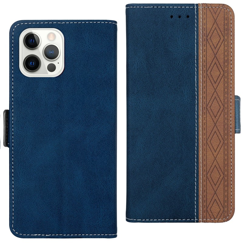 Business Splicing Mobile Phone Leather Case with Magnetic Flip Cover